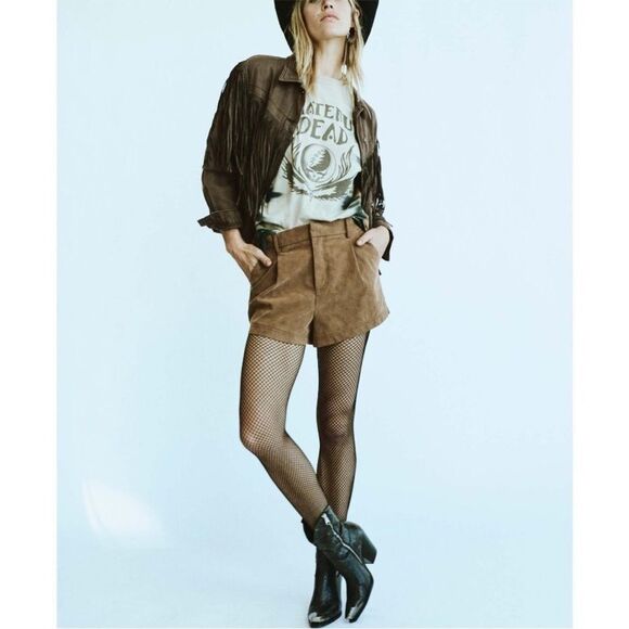 NWTGS FREE PEOPLE Roma Vegan Suede Shorts / Mocha - Picture 12 of 12